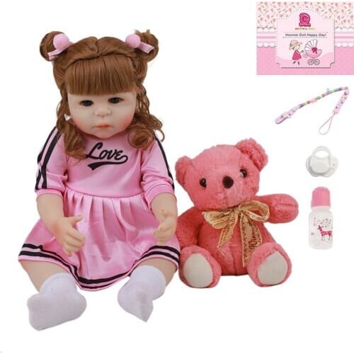 19 Inch Hot Sale Handmade All Silicone Baby Doll ToyAlive Fashion Lovely Vinyl Bebe Reborn Dolls For Toddler Birthday Gift 48CM