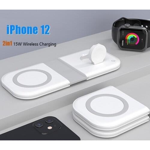 Tongdaytech 2in1 Magnet Qi Fast Wireless Charger For Apple Watch 6 5 4 3 2 Quick Charge Dock Station For Iphone 12 Pro Max Mini
