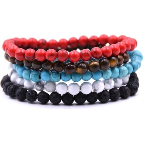 Fashion Men jewelry 6mm Natural stone Beads Bracelet For Women Jewelry Elasticity Bracelets pulseiras