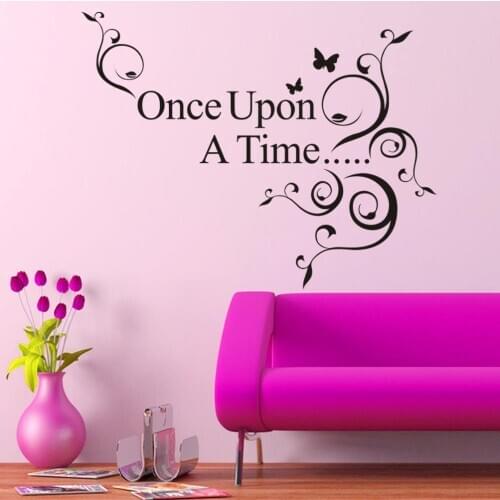 Wall Sticker Black Saying Once Upon A Time Characterss Decals Vinyl Room Decor
