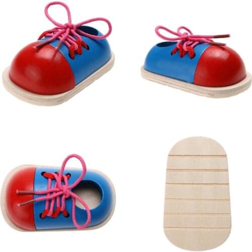 Montessori Learning Educational Toys For Children Wooden Toys Lacing Shoes Creative Puzzle Games Wooden Puzzles Popular Toy