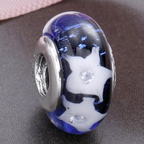 Original Starry Night Lampwork Murano Glass Beads Fit 925 Sterling Silver Bead Charm Bracelet Bangle DIY Jewelry