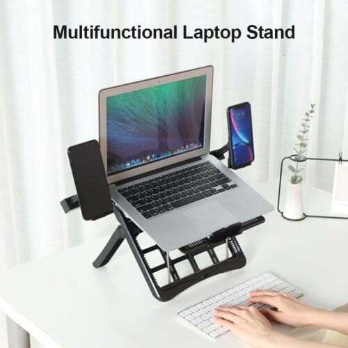 Non-slip Laptop Stand Holder Cooling with Built-in Foldable Phone Holders Multi-Angle Adjustable for MacBook Pro Notebook Stand
