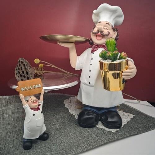 Resin Chef Ornaments Restaurant Small Statue Kitchen Jewelry Toy Home Interior Ornament Christmas Gift