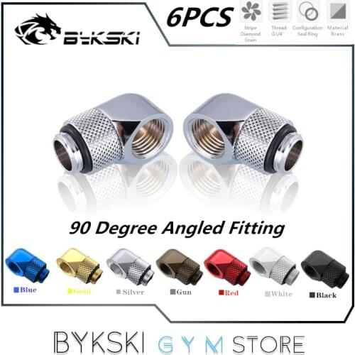 Bykski 90 D Adapter Rotary Fitting, 360 Rotatable G1/4" Computer Water Cooling Tubing Adjustable Direction Connector, B-RD90-X