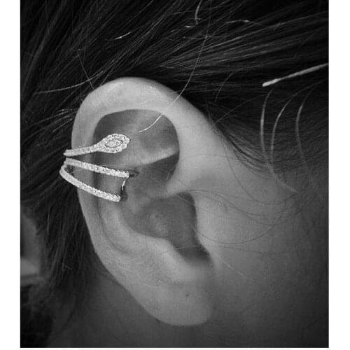 Clip earrings without piercing no hole micro pave pink & clear zirconia snake earring for women girl gift jewelry