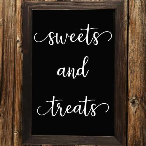 Sweets and Treats Wall Decal Sticker Wedding Decor Wedding Sign Vinyl Decals for Board Mirror G334