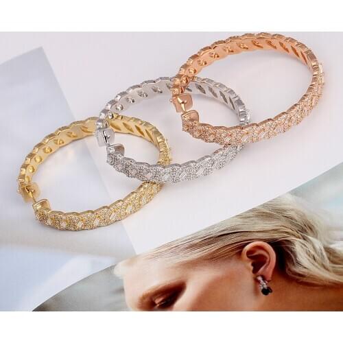 TIRIM Luxury Full Crystal Big Hoop Earrings For Women Cubic Zircon Banquet Nigeria Party Jewelry Wedding Prom Anniversary Gift