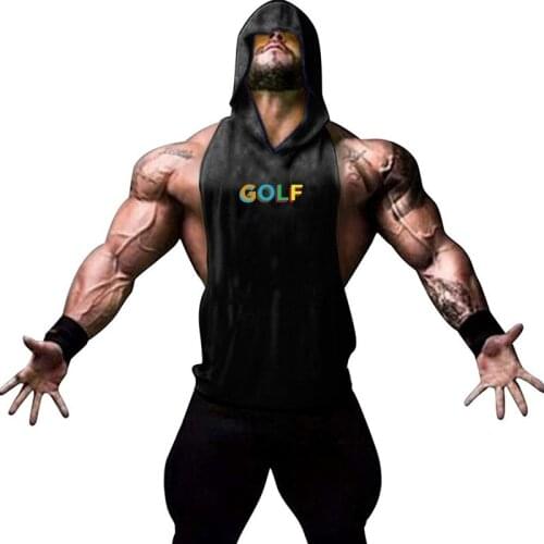 Men Hoodies Tank Top Sleeveless Muscle Gym Sport Slim Vest Bodybuilding Hooded Hip Hop Streetwear Workout Elastic Men Tank Top