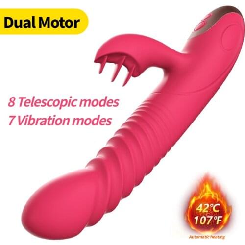 SWT Vibrators Clitoris Vagina Powerful Telescopic Swing Silica Gel Female Intimate Goods Sexy Sex Toy Dual Motor Vibration