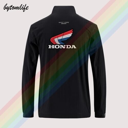 Japanese Honda Motorcycle Slim Sport Jacket Mens Street Windbreaker Zipper Thin Jacket Casual Back Printing Jacket Asian Size