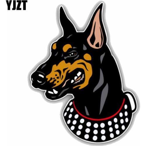 YJZT 14.1CMx18.4CMCute Animal Doberman Pinscher Dog Mascot Decoration Car Sticker C1-9016