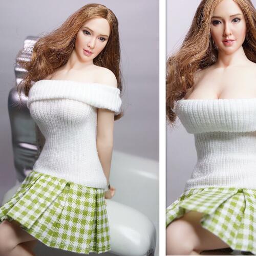 1/6 Scale Clothing Womans Green lattice Dress White Sweater Sleeveless Fit 12 Inch hotstuff ph UD LD JO DOLL Action Figure