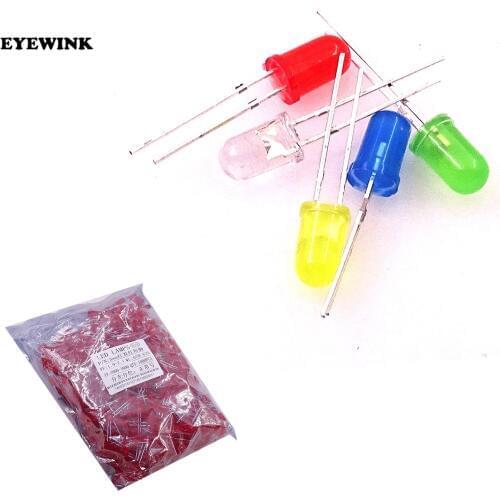 1000pcs 5mm led white/blue/red/yellow/green light bulbs / 5MM White Colour LED emitting diode F5mm White LED