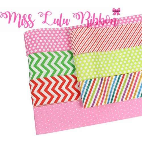 16mm-75mm Geometric Check Stripe Wave Spot Printed Grosgrain/Foe Ribbon Rainbow DIY Hair Bowknots Party Decor 50yards/roll