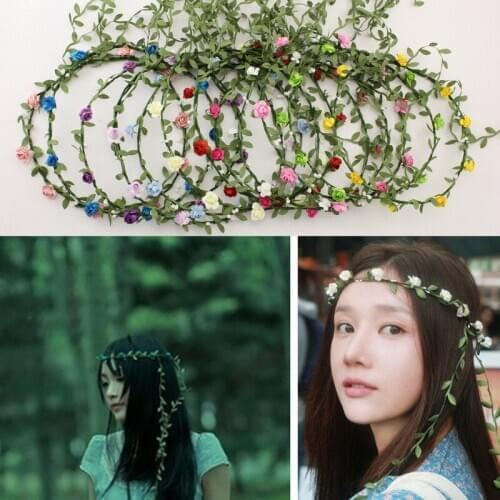 200pcs Bohemian Style Wreath Flower Crown Wedding Garland Forehead Hair Head Band Beach Wreath