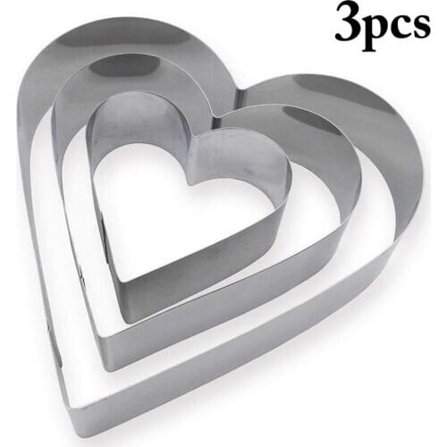 3pcs Metal Cookie Cutter Mold for BakingSquare Heart Cake Fondant Cutter Cake Mold Bakeware Tools for Cake Decorating