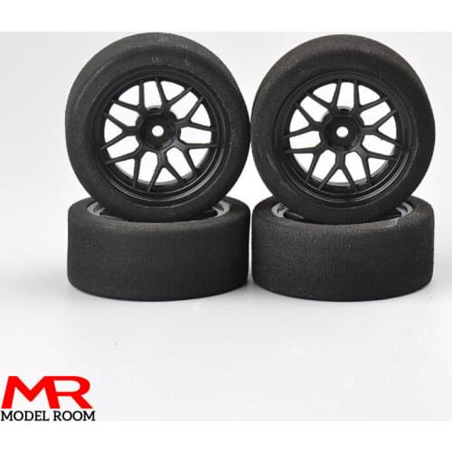 4Pcs 1/10 Racing Foam Tire Wheel Model Rim Set 12mm Hex 22002 For HSP HPI 1:10 On-road RC Car