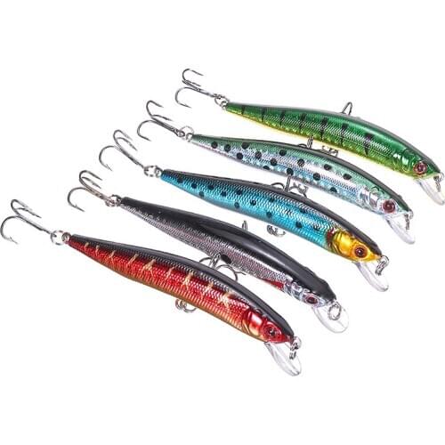5pcs 9g Fishing Lures Fake Hard Bait Crankbait Artificial Swimmbait Pike Sea Bass Perch Spinning Crank Hooks Tackle