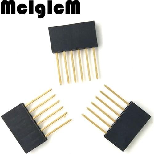 500pcs/lot 2.54MM 10MM Long Needle Female Pin Header Strip Stackable Header 6pin Free shipping