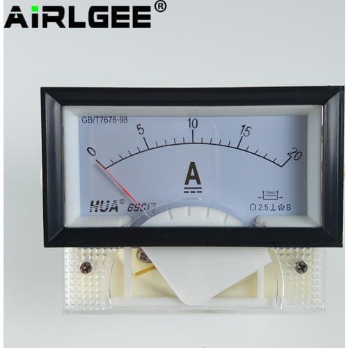69C17 DC0-20A 30A 50A 75mV 2.5 Class Rectangle Analogue Ammeter Current Meter
