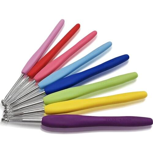 8pcs/Set Multi Colour Crochet Hooks Needles Soft Grip Non-slip Aluminum Alloy Crochet Hook DIY Hand Knitting Tools