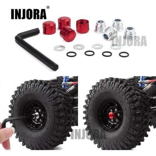 INJORA 4PCS Aluminium RC Car M4 Nut Wheel Rim Center Cap for 1/10 RC Crawler Traxxas TRX4 Axial SCX10 90046 Tamiya MST Redcat