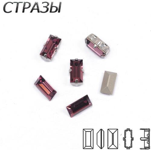 Amethyst 4501 Baguette Sew on Strass Shiny Bling rhinestone sandals nail art decoration rhinestones jewelry Garment Accessories