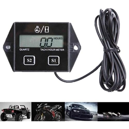 BL Waterproof Digital Engine Tach Hour Meter Tachometer Gauge Engine RPM LCD Display For Motorcycle Motor Stroke Engine Car Boat