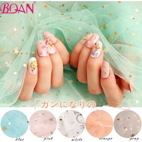 BQAN Nail Art Decoration Gauze Shooting Photo Props Nail Mesh Manicure Photography Background Lace Mesh Cloth 6 Colors
