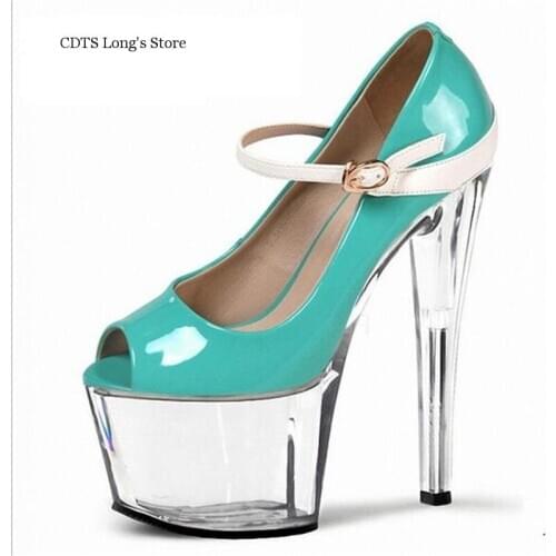 CDTS Plus:35-45 46 ladies spring/autumn platforms wedding Peep Toe 15cm thin high heels shoes womens Crossdresser pumps