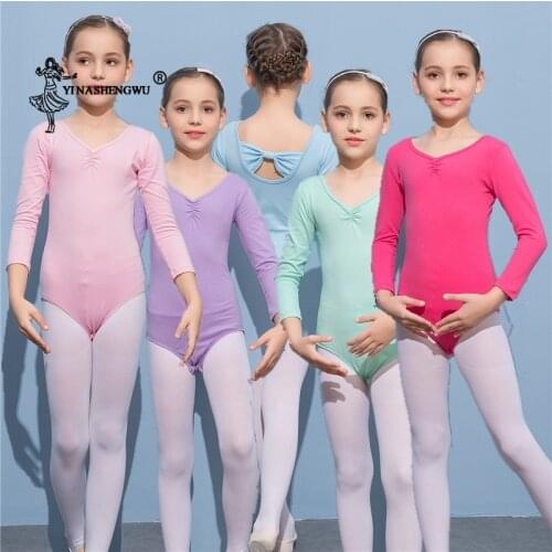 Childrens Ballet Costumes Kids Long Sleeve Dance Bodysuit Gymnastics Leotard For Girls Ballet Tutu Dancerwear