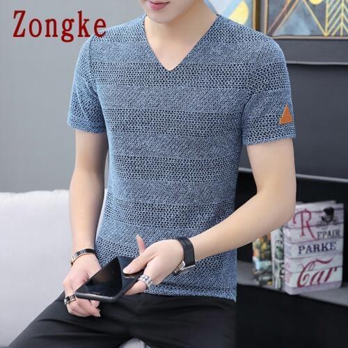 Zongke 2021 New Summer Cotton T-Shirt Men Short Sleeve Casual Tops Fashion Male Funny Tshirt Men T Shirt Brand Clothing M-5XL
