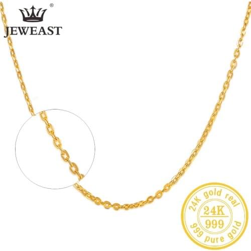 JLZB 24K Pure Gold Necklace Real AU 999 Solid Gold Chain Simple Fashion Upscale Trendy Classic Fine Jewelry Hot Sell New 2020