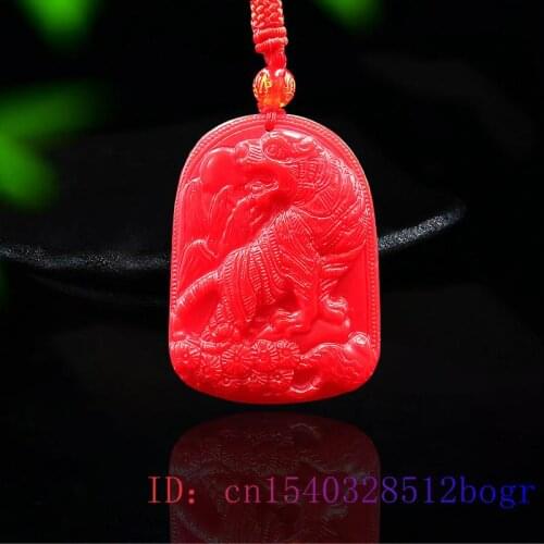Red Jade Tiger Pendant Jadeite Men Gemstone Chinese Women Jewelry Natural Fashion Necklace Gifts Amulet Charm Carved