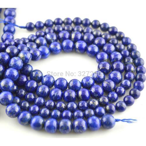High Quality Royal Blue Natural Afghan Lapis Lazuli 6~8mm Round Beads 16'' DIY Jewelry Making Materials Beads 2Strand/lot