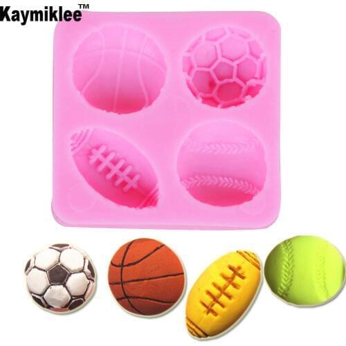 M214 Football Basketball Tennis Football Silicone Molds Wedding Cupcake Fondant Cake Gumpaste Chocolate Candy Decorating Tools