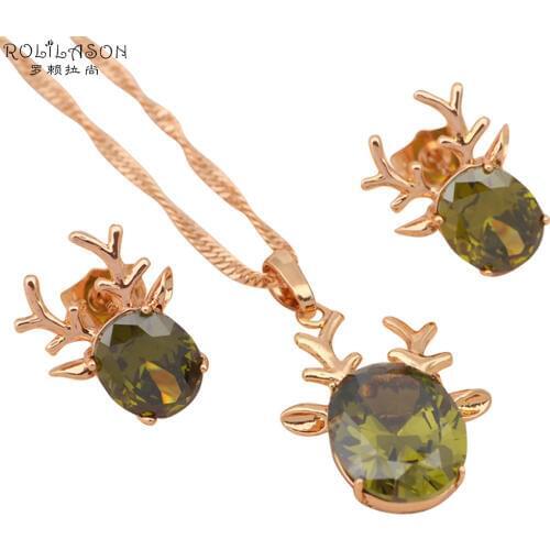 Cute Sheepshead design gold Tone Necklaces & Pendants Earrings AAA Zirconia Set for women Fashion jewelry JS327