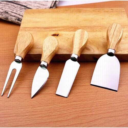 Knives Bard Set Oak Handle Cheese Knife Kit Kitchen Cooking Tools Useful Accessories 200 sets (1 Set/4pcs)