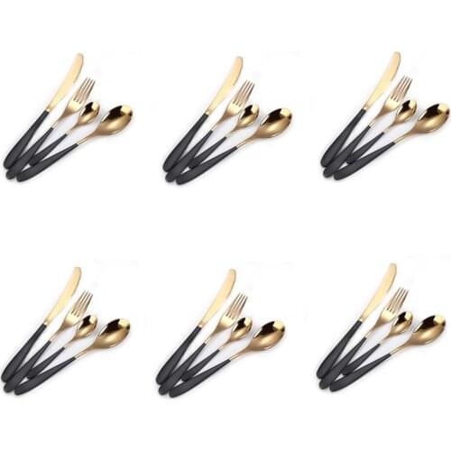 4pcs/24pcs Kitchen Utensils Sets Cutlery Set Stainless Steel Fork Spoons Knife Teaspoons Dinnerware Tableware Sets Wholesale