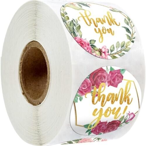 500 pcs gold foil thank you stickers seal labels with 8 design flower sticker roll for handmade sticker stationery envelope gift