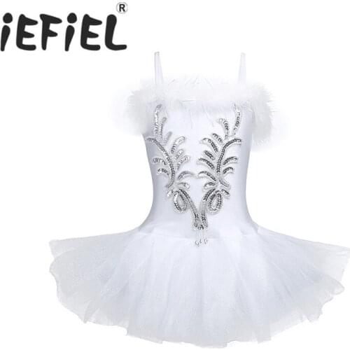 Newest Fancy Costumes Cosplay Girls Spaghetti Strap Sequined and Beads Flower Ballet Leotard Tutu Dress with Gloves Hair Clip