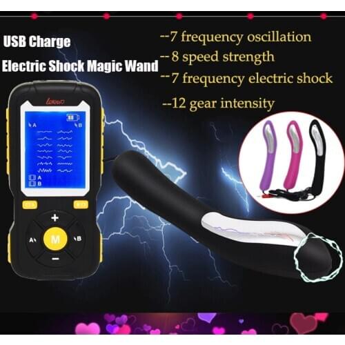 New Electric Shock Magic Wand G-Spot Vibration Big Dildo Anal Vagina Plug Clitoris Nipple Stimulator Couple Masturbation Sex Toy