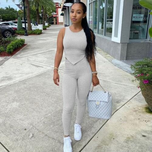 Sleeveless O-neck Solid Color Tracksuit Simplicity Casual Sporty Two Piece Set Fitness Body-shaping Streetwear Athleisure Suit
