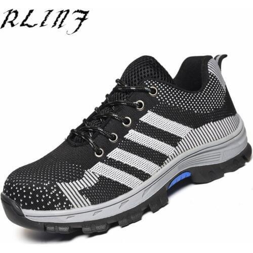 RLINF Flying Woven Mesh Summer Breathable Wear-resistant Safety Shoes Anti-smashing Anti-piercing Work Safety Shoes