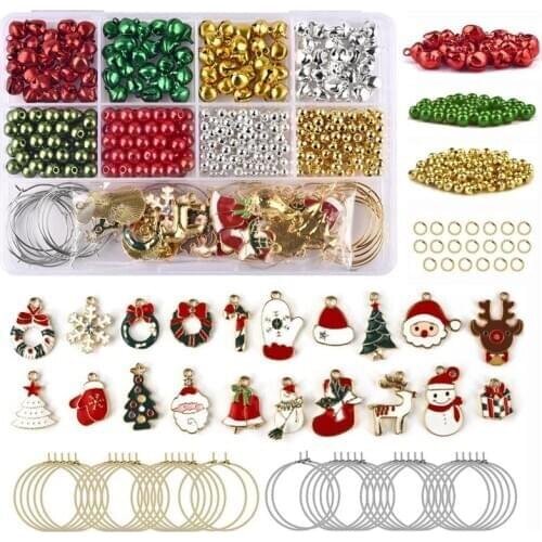 470pcs DIY Christmas Pendant Charms Handmade Stud Earrings Setting Kits for DIY Jewelry Making Findings Xmas Gift