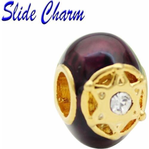 DIY Big Hole Beadshand enamel hollow magen david star Faberge Easter egg bead charms for European bracelet Amulet for Halloween
