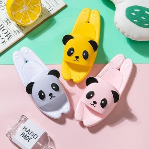 Cartoon Bear Panda Slippers Parent-child Indoor Non-slip Home Slides Outside Beach Flip Flops Children Cute Shoes For Women Men