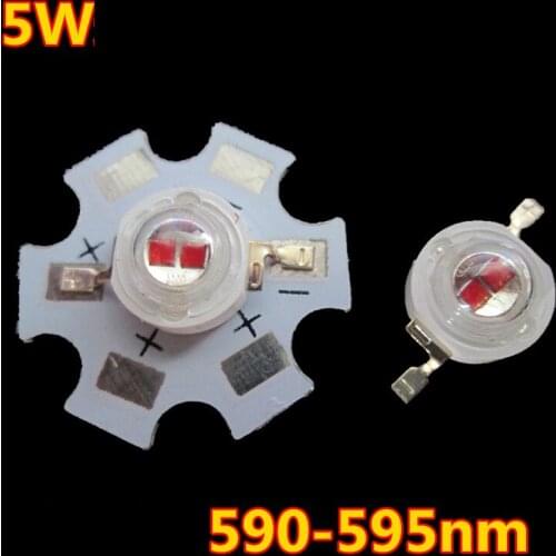 5W high power LED lamp beads 42mil Amber yellow light 590-595nm with 20mm aluminum plate 20pcs