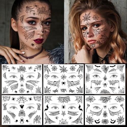 Tattoo Sticker Halloween spider webs Femme Temporary Face Tattoo Waterproof Body Art Fashion